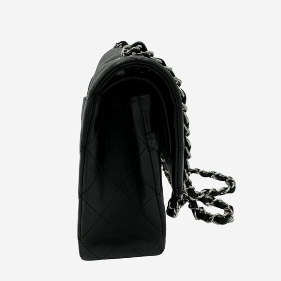 AUTHENTIC Chanel Medium Double Flap Black Lambskin w Silver Hardware from 2012 - Picture 6 of 15